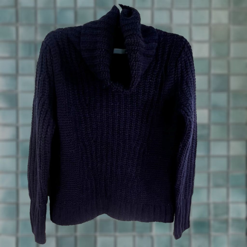Banana Republic VINTAGE Banana Republic Cable Knit Cowl Neck Alpaca Wool Blend sweater Womens XS Blue Size XS / US 0-2 / IT 36-38 - 1 Thumbnail