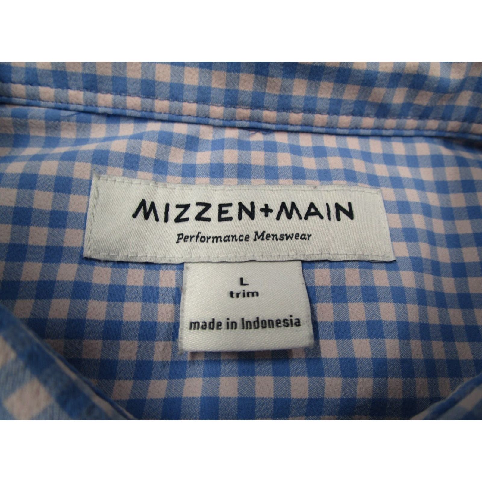 Mizzen+Main Mizzen+Main Shirt Mens Large Blue Check Button-Up Performance Stretch Slim Size US L / EU 52-54 / 3 - 3 Thumbnail