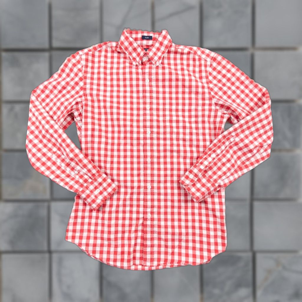 J.Crew J.CREW Shirt Mens Medium Red Button-Up Long Sleeve Flex Washed Plaid Slim Fit Adult Regular Size - Cotton Spandex Button-Down Casual Business Preppy Size US M / EU 48-50 / 2 - 1 Thumbnail