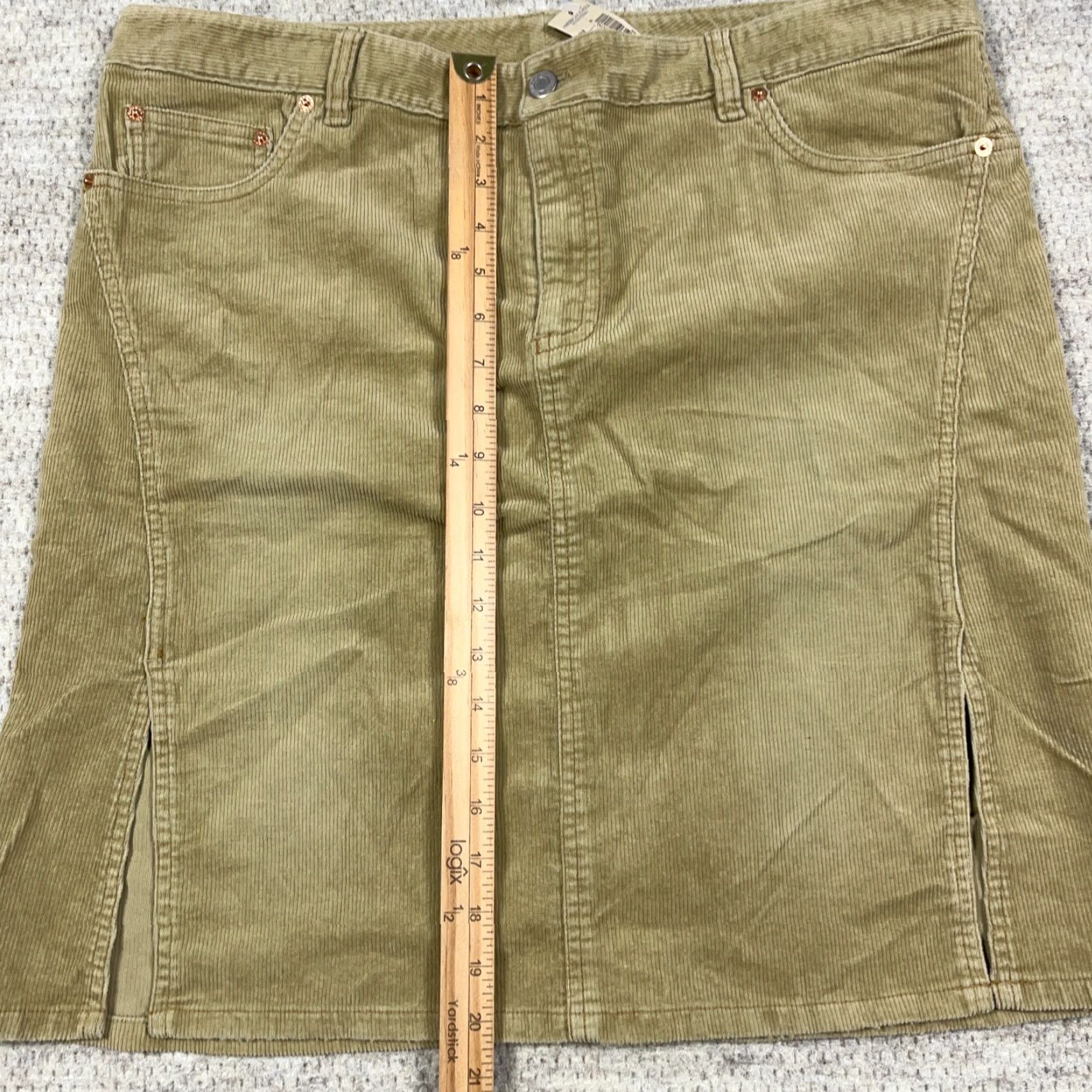 American Eagle Outfitters VINTAGE American Eagle Outfitters Skirt 14 Tan Khaki Corduroy Stretch Double Slit Mini Beige 90s Womens Size 36" / US 14 / IT 50 - 7 Thumbnail
