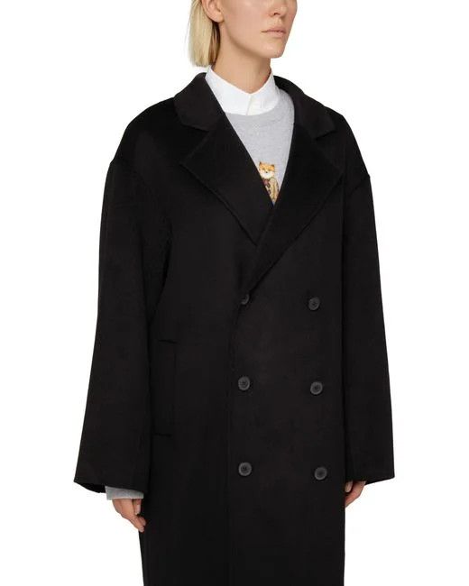 Loulou de Saison o1s22i1n1024 Long Wool Cashmere Coat in Black Size M / US 6-8 / IT 42-44 - 3 Thumbnail
