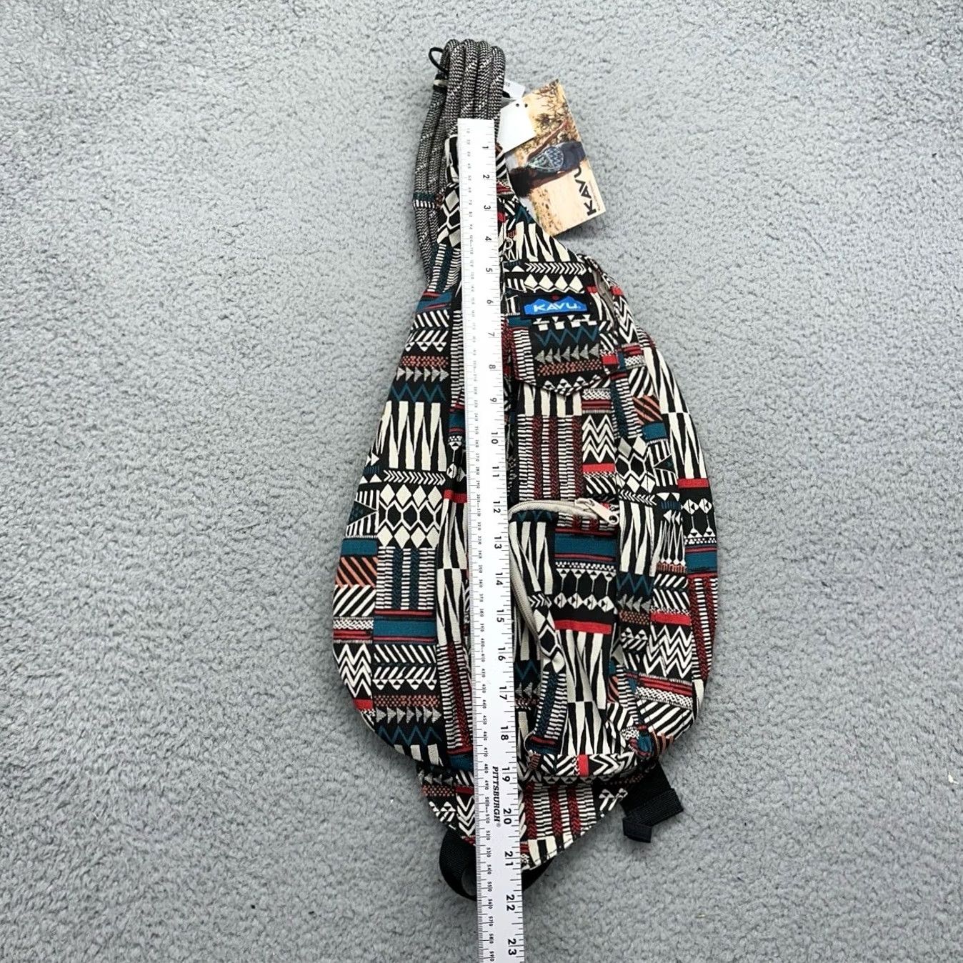 KAVU KAVU Rope Bag Backpack Sling Bag Cotton Crossbody Pattern Stack 923-869 NWT Size ONE SIZE - 3 Thumbnail