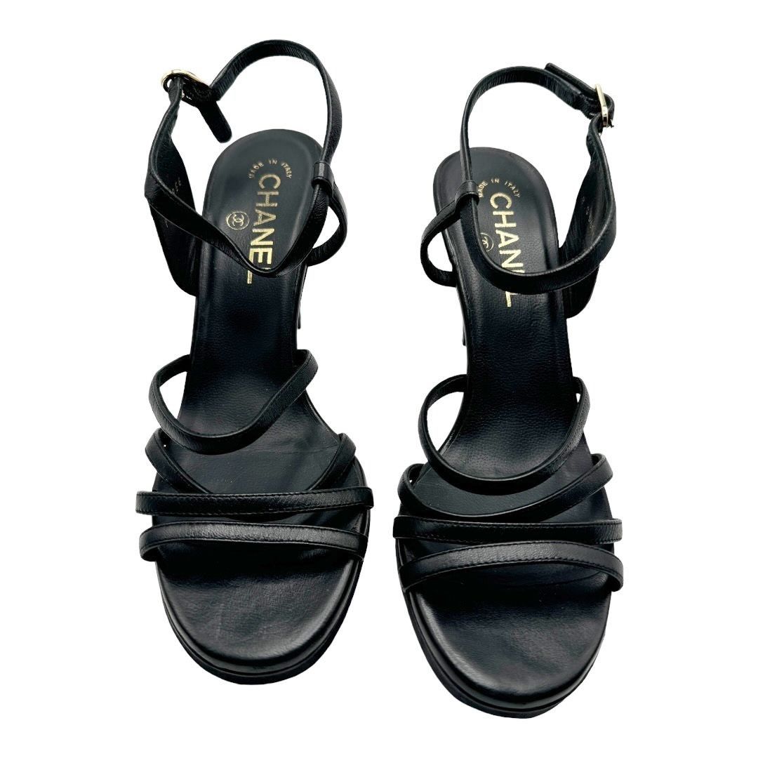Chanel Chanel CC Logo Lambskin Slingback Sandal Heels Size US 6.5 / IT 36.5 - 4 Thumbnail