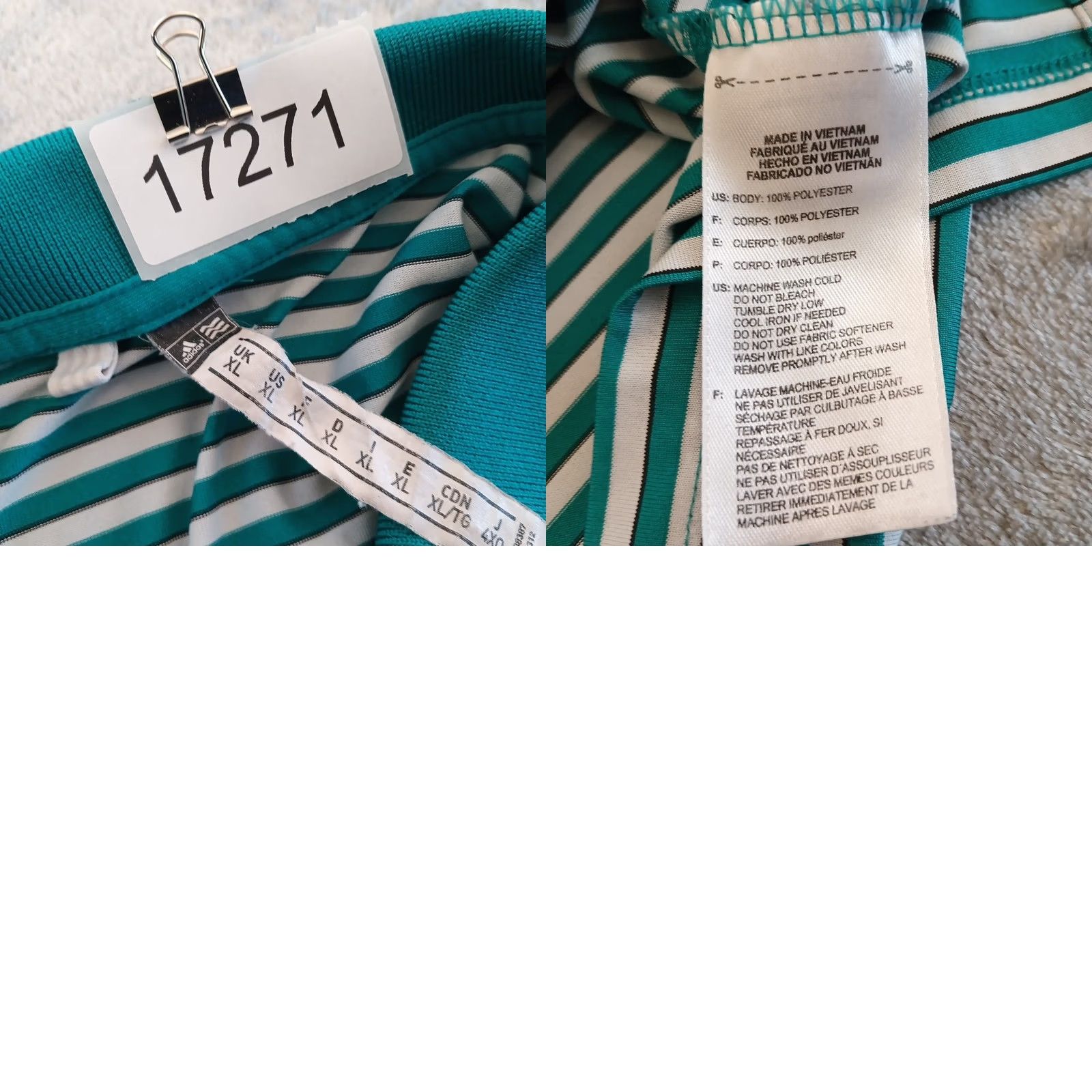Adidas Adidas Polo Shirt Mens XL Green Striped Short Sleeve Size US XL / EU 56 / 4 - 8 Thumbnail