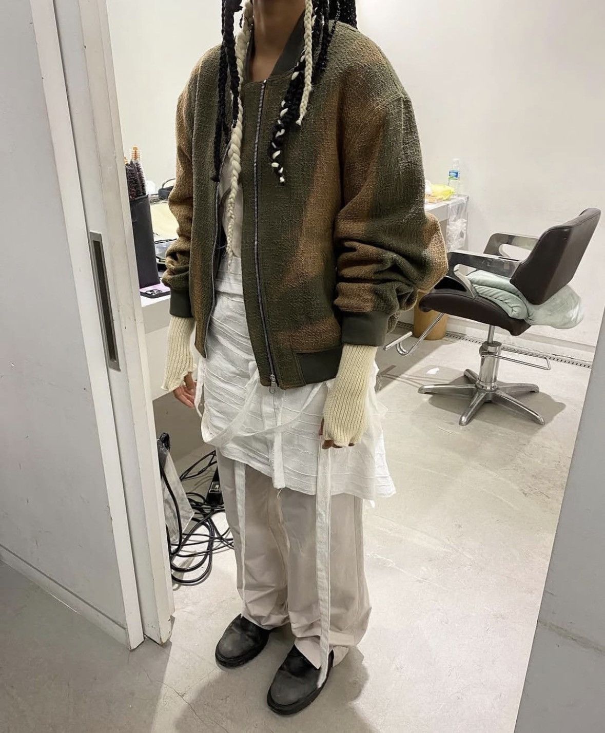 JiyongKim Jiyongkim 23AW Tweed Bomber Olive Khaki Size US M / EU 48-50 / 2 - 1 Thumbnail