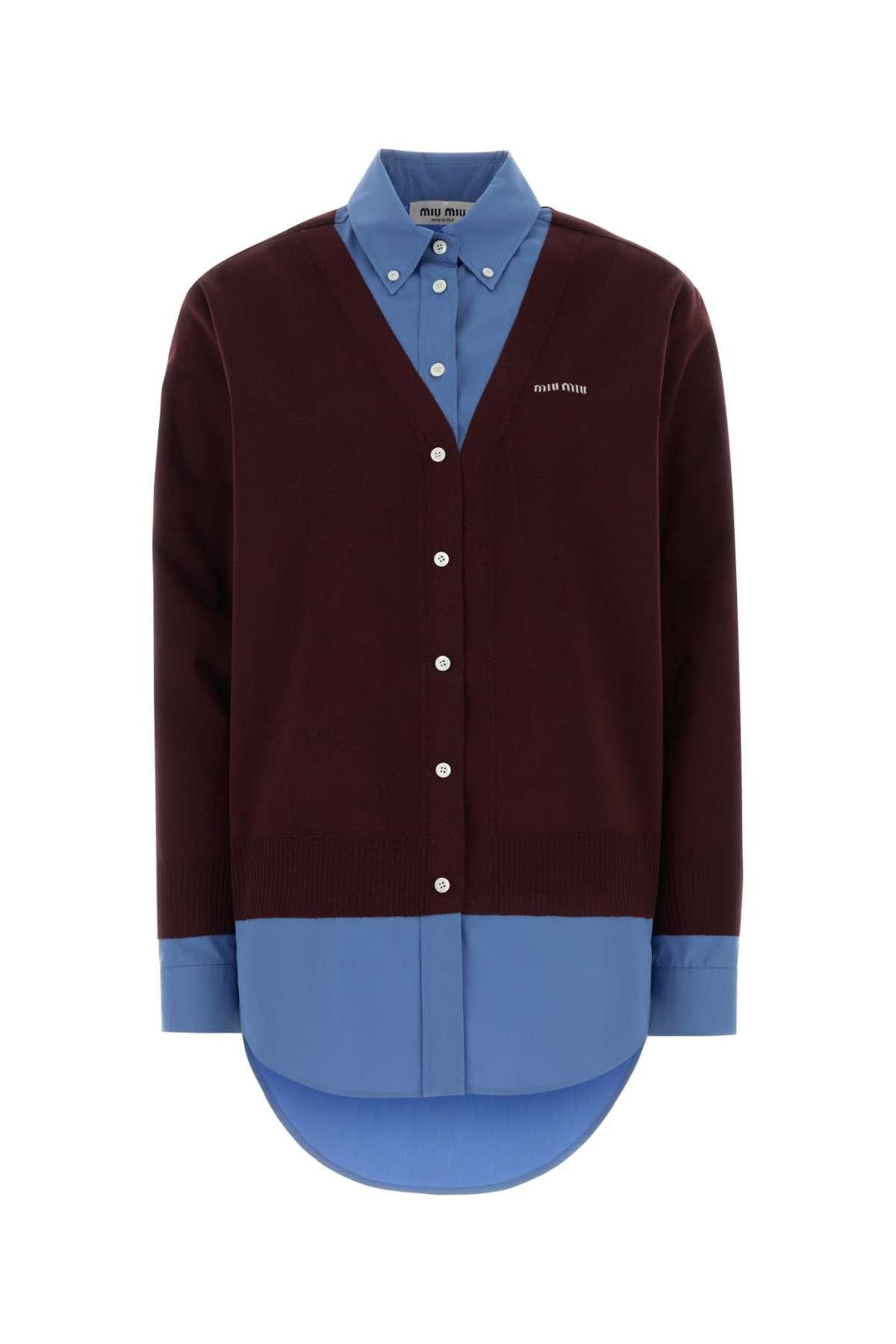 Miu Miu Burgundy Wool Cardigan Size XS / US 0-2 / IT 36-38 - 1 Thumbnail
