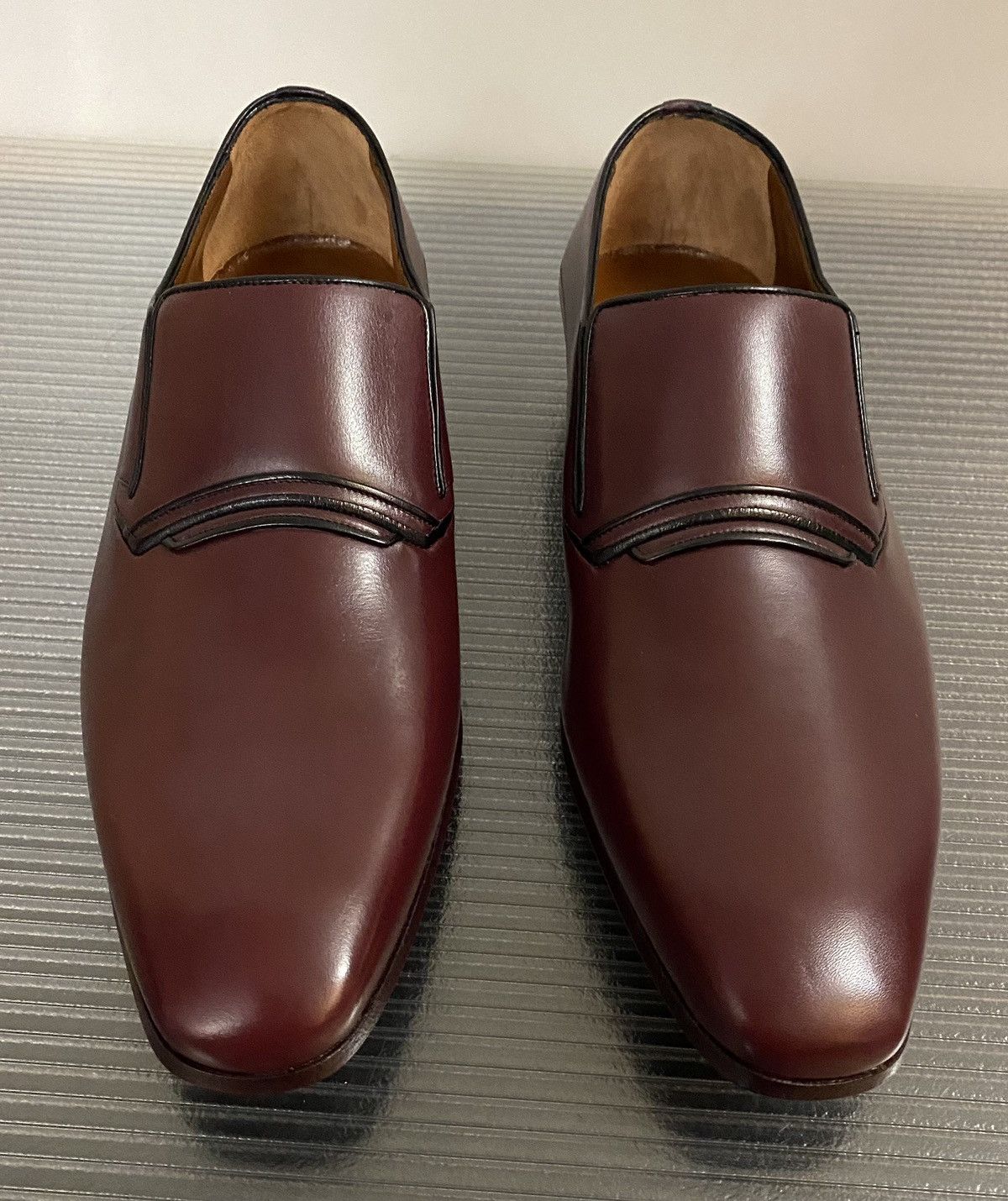 Testoni a.testoni 🇮🇹 wine de luxe leather piped vamp slip on 7 NEW Size US 7 / EU 40 - 4 Thumbnail