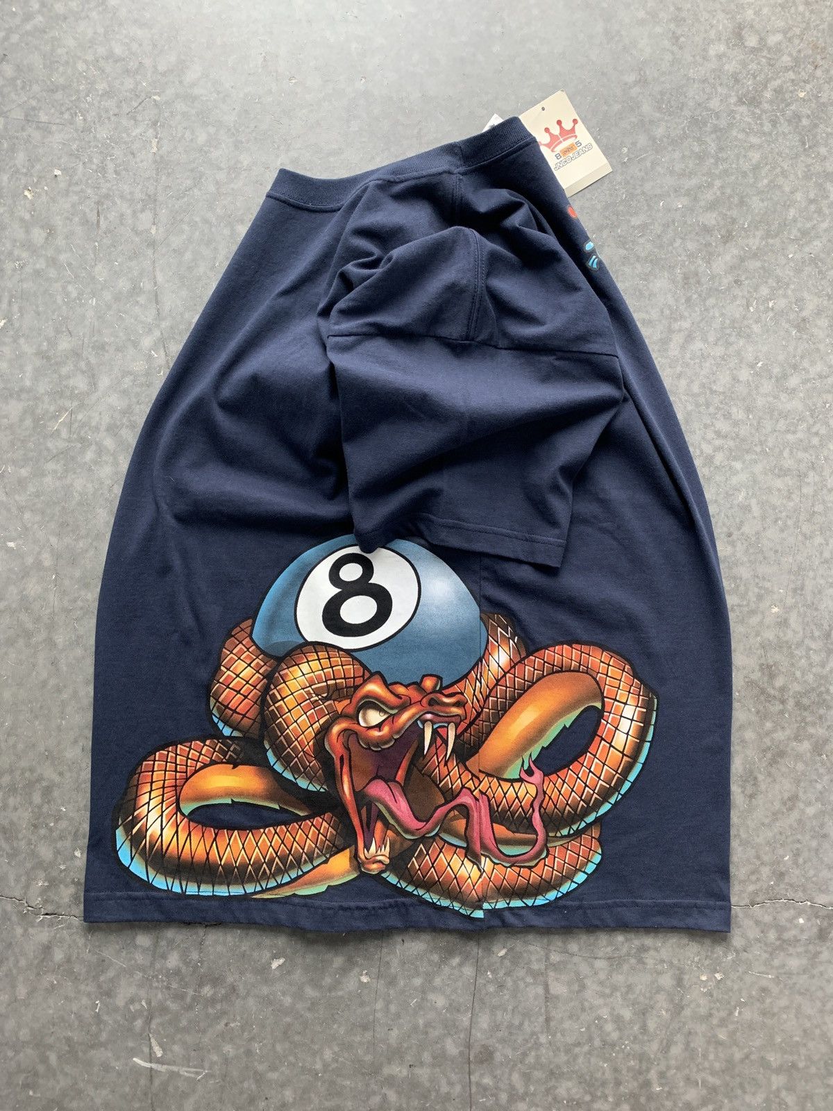 Image of Crazy Vintage 90's Jnco Tee Snake 8Ball Baggy Oversized in Navy, Men's (Size XL)