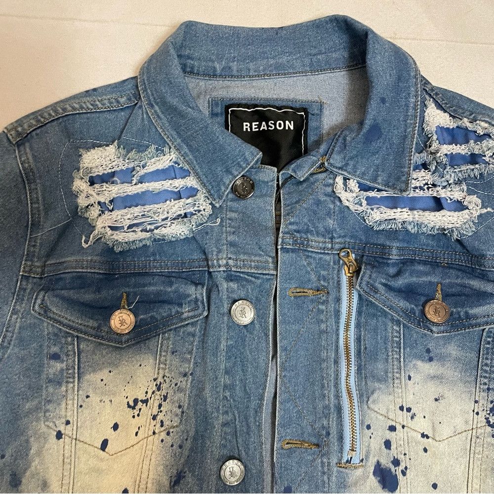 Reason NWT New Reason Paint Splatter Denim Jacket SIze M Size US M / EU 48-50 / 2 - 3 Thumbnail