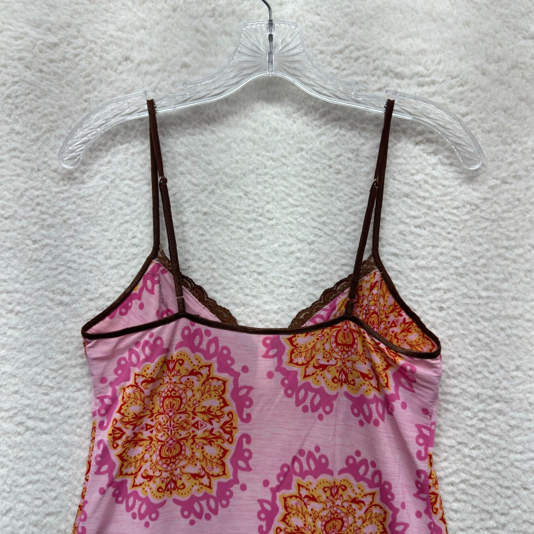 Vintage VINTAGE Y2K Slip Dress Small Pink Brown Pattern Boho Fairy Grunge Whimsigoth Size S / US 4 / IT 40 - 4 Thumbnail