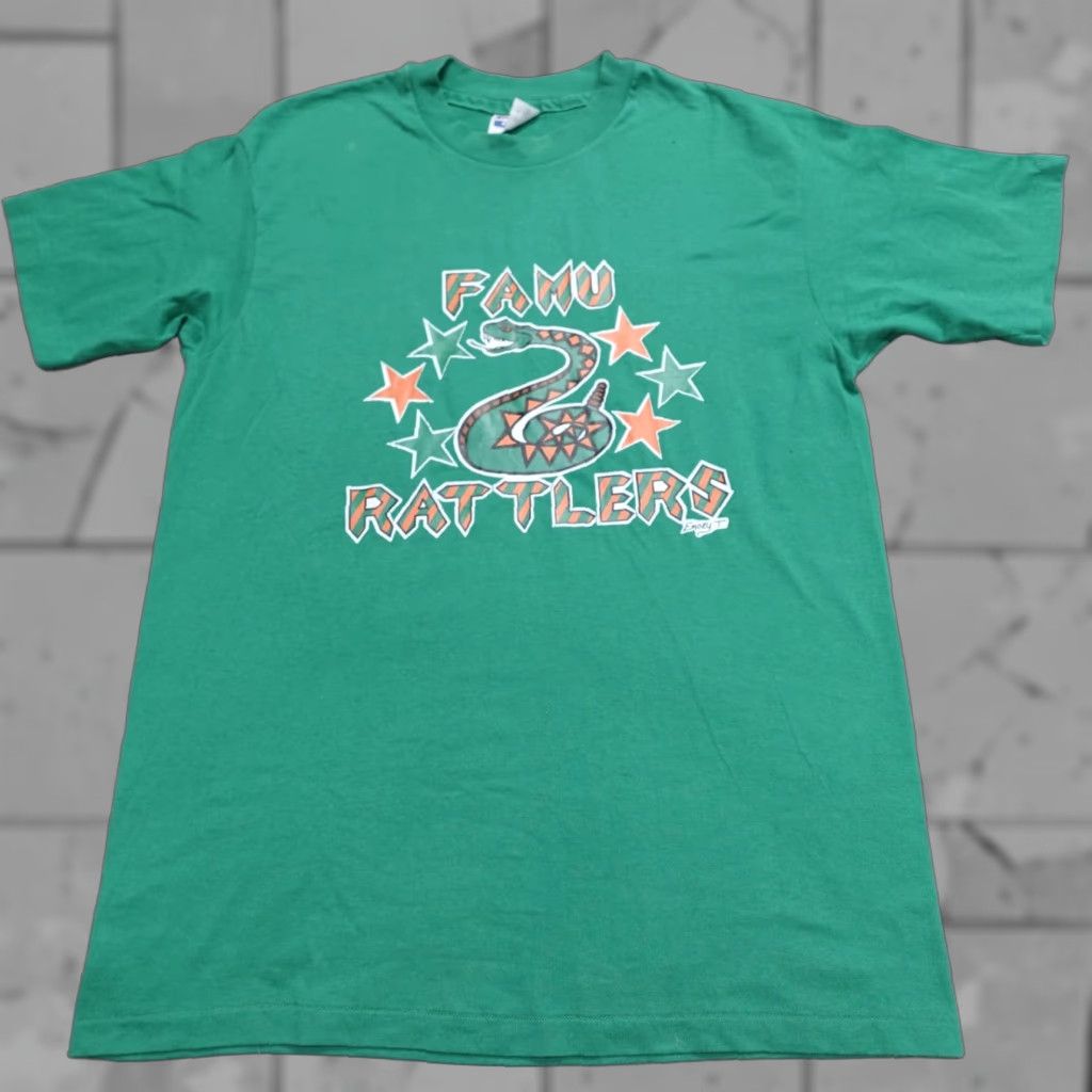 Vintage VINTAGE Famu Rattlers Shirt Medium Green Fifty Fifty Single Stitch Mens Crew Neck Short Sleeve T-Shirt Size US M / EU 48-50 / 2 - 1 Thumbnail