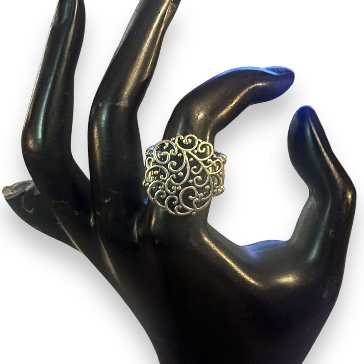 Other Silver tone filigree stretch ring Size ONE SIZE - 3 Thumbnail