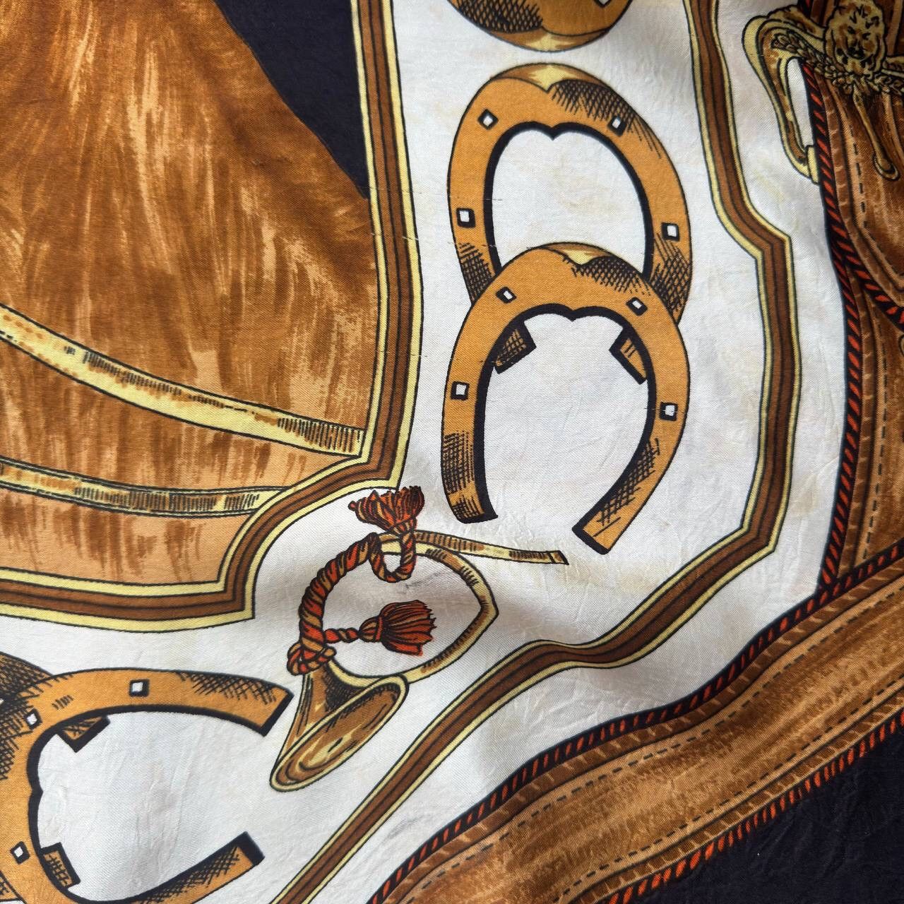 Vintage Italian Vintage Horse Head Luxury Silk Scarf (Hemes Style) Size ONE SIZE - 10 Thumbnail