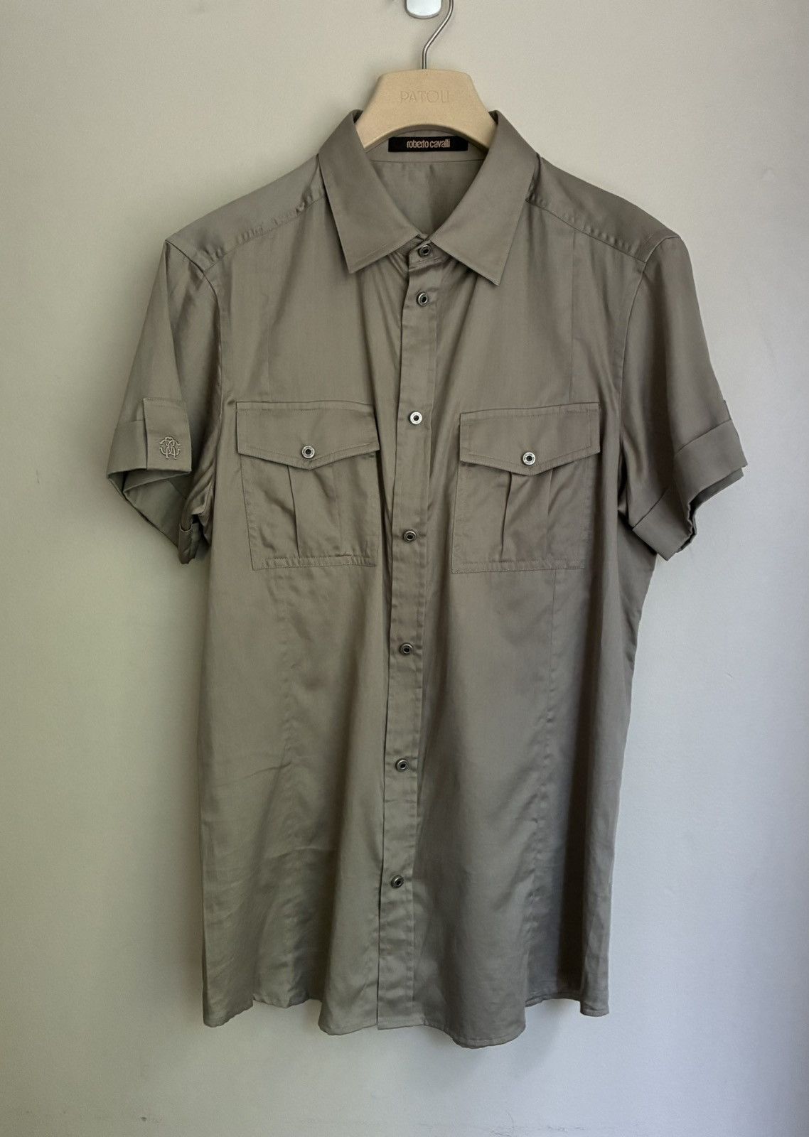 Roberto Cavalli Roberto Cavalli Silk Snap Button Military Shirt Size US M / EU 48-50 / 2 - 16 Thumbnail