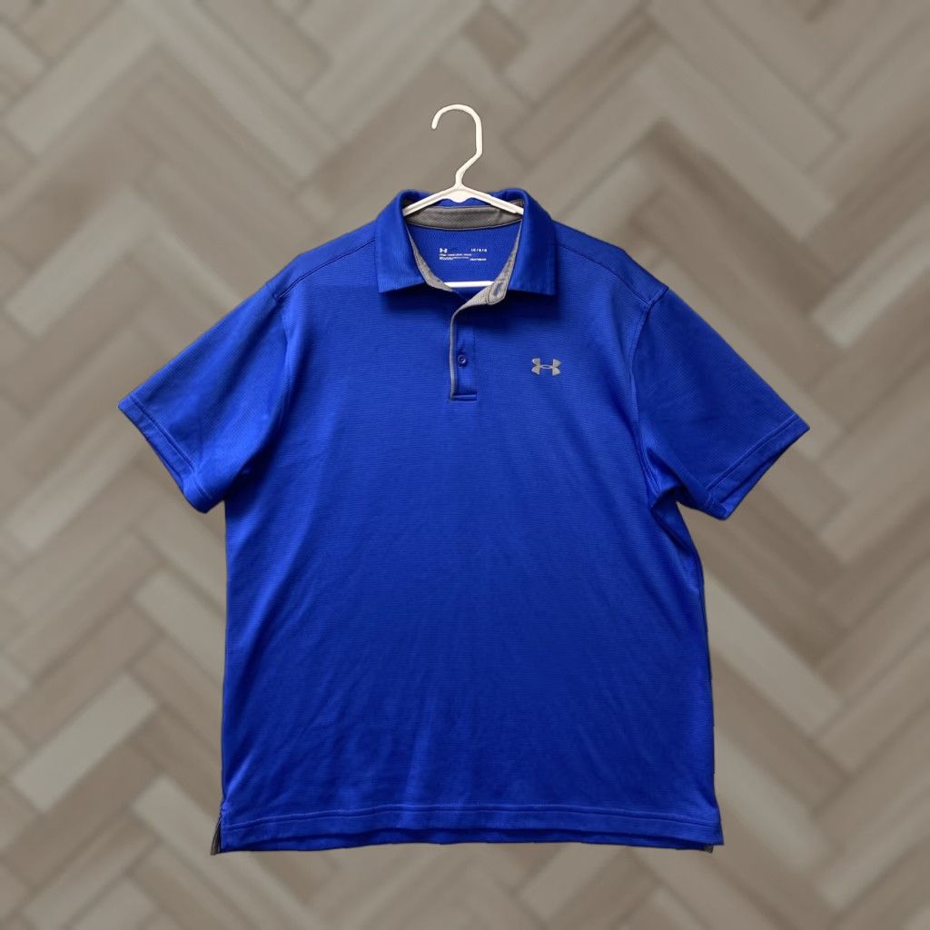 Under Armour Under Armour Polo Golf /118-6 Blue Lightwt Stretch 5% Spandex Polyester S/S L Relaxed Regular Men's Size US L / EU 52-54 / 3 - 1 Thumbnail