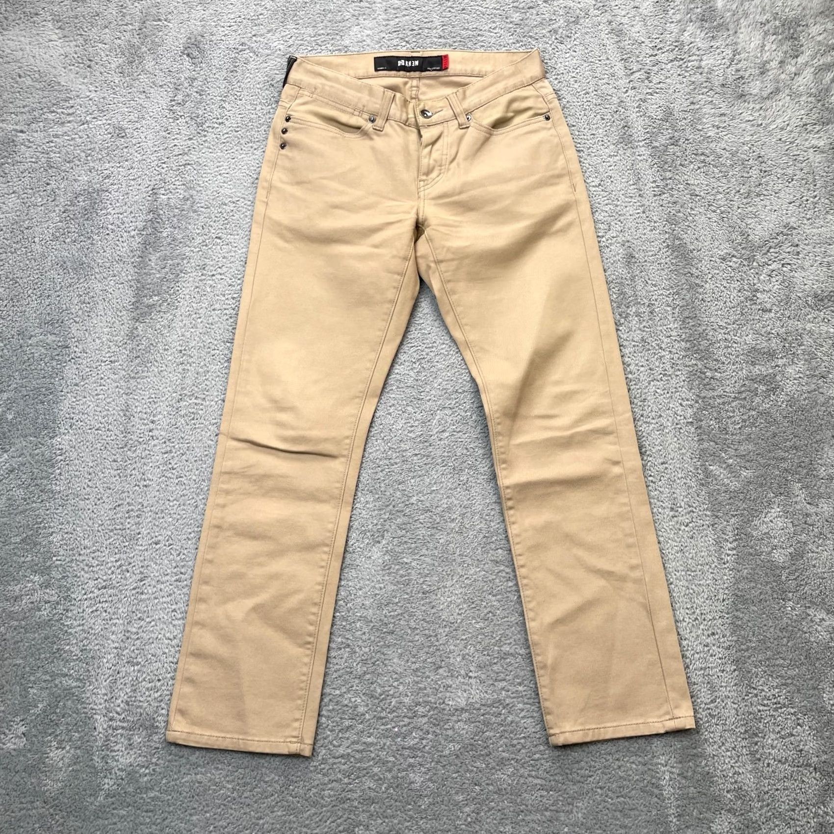 Vintage KR3W Pants Mens Small Beige Chino Slim Fit Logo Straight Leg 5-Pocket Design Casual Resort Wear Size US 28 / EU 44 - 2 Thumbnail