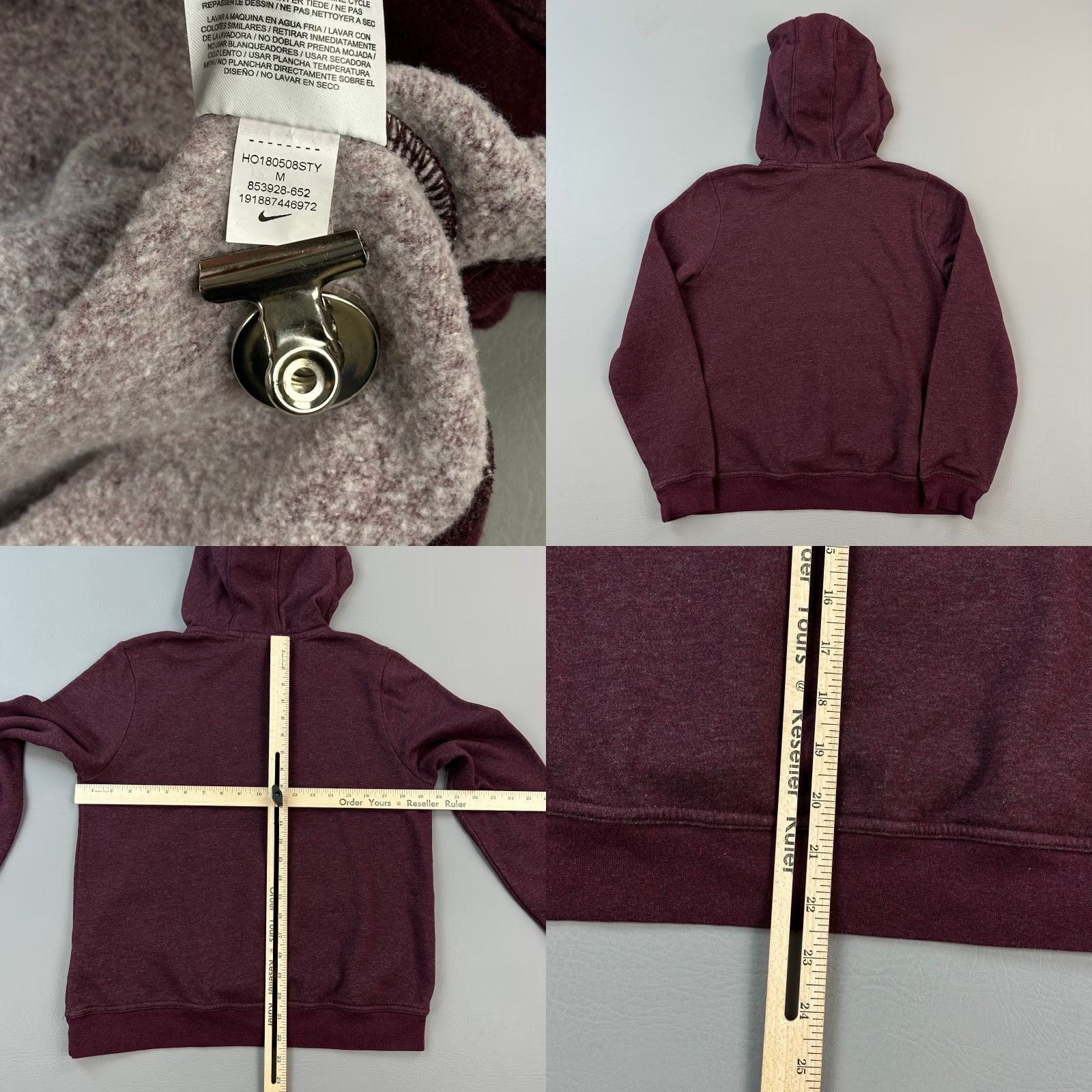 Nike Nike Sportswear Hoodie Women's M Burgundy Crush Funnel Neck Long Sleeve Size M / US 6-8 / IT 42-44 - 8 Thumbnail