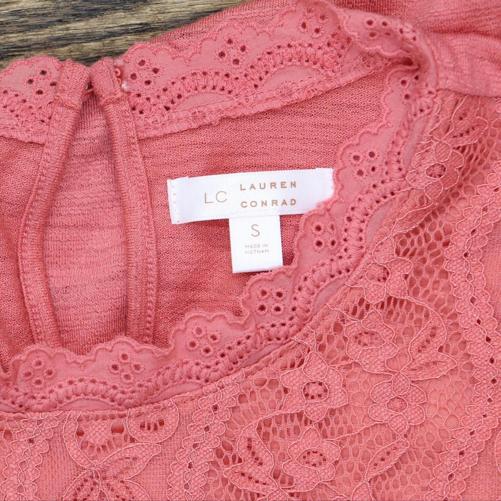 Designer NEW Lc Lauren Conrad Sleeve Lace Tank Scented Rose Pink S Size S / US 4 / IT 40 - 3 Thumbnail
