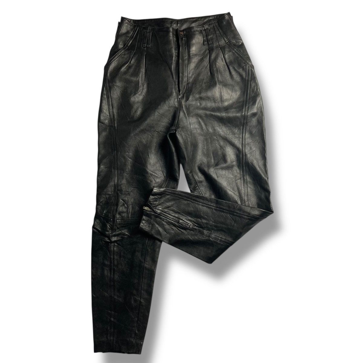 Japanese Brand 🇯🇵 VINTAGE ROPE CHIC G GALUBOT GENUINE LEATHER PANTS Size 26" / US 2 / IT 38 - 2 Thumbnail