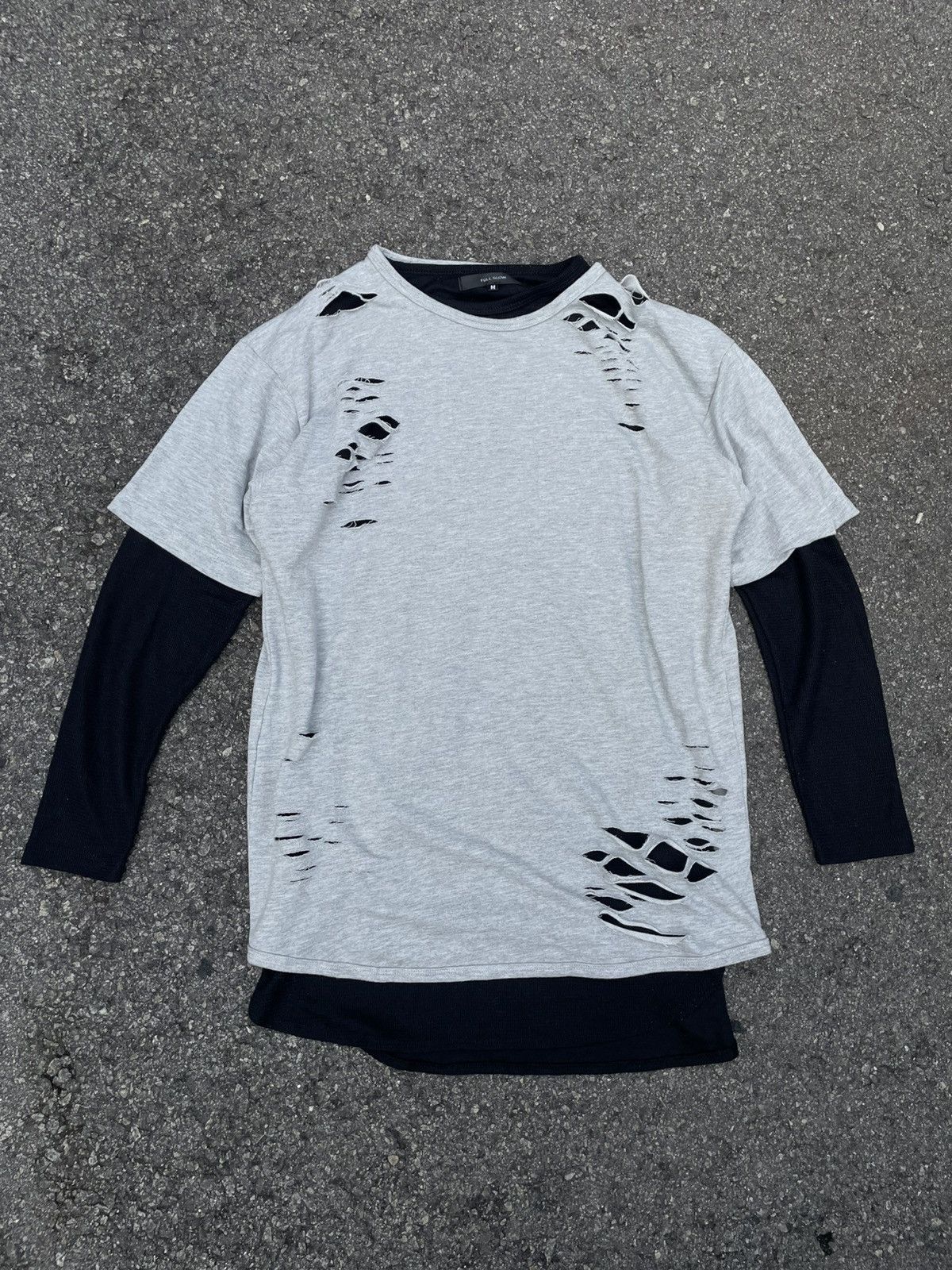 Japanese Brand Distressed Ensemble Long Sleeve T-Shirt Size US M / EU 48-50 / 2 - 1 Thumbnail