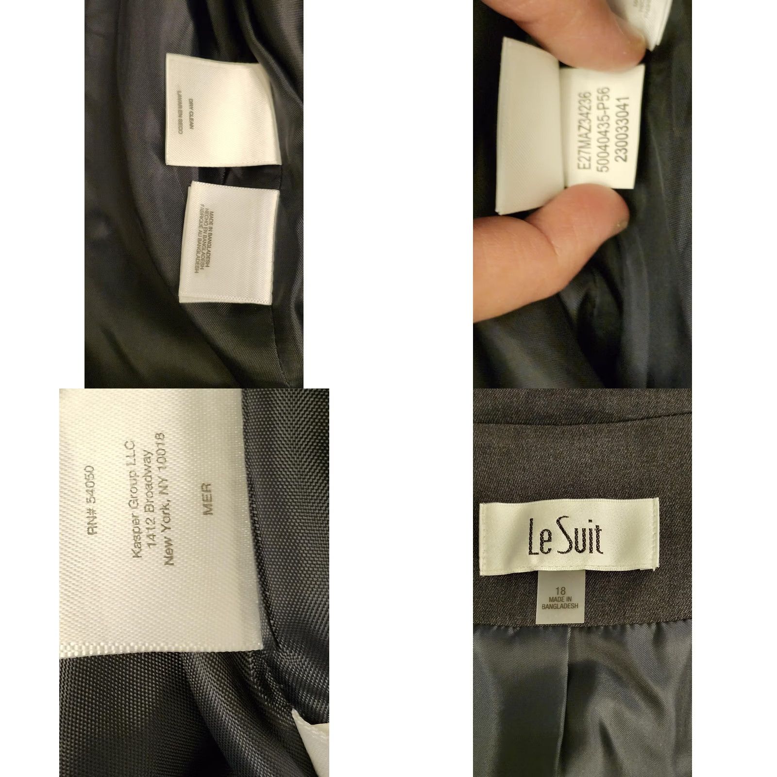 Vintage Le Suit Pantsuit Womens 18 Navy Heather 2 Piece Blazer Jacket Pants Career Work Set Size 40" / US 18 - 9 Thumbnail