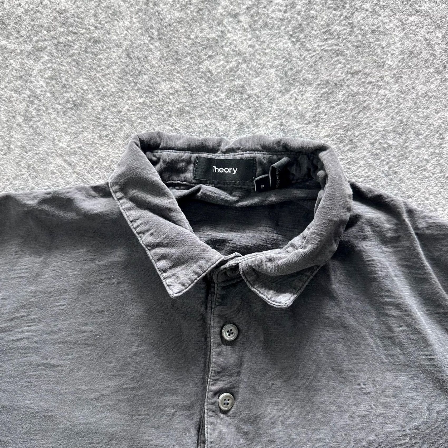 Theory Theory Shirt Mens S Gray Collared Button Polo Cotton Jersey Lightweight Size US S / EU 44-46 / 1 - 3 Thumbnail