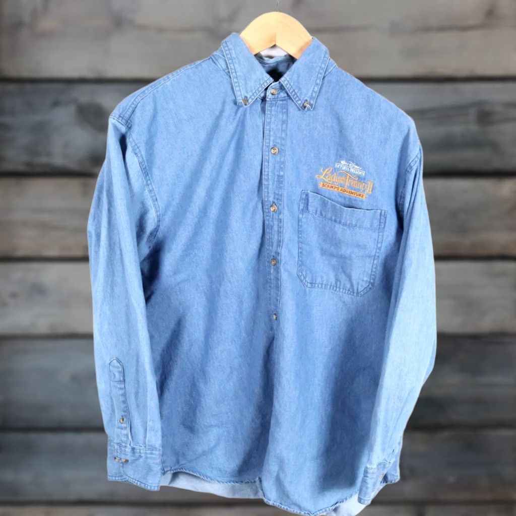 Disney VINTAGE Disney Lady & The Tramp II Denim Shirt Men’s Large Blue 2001 Promo VTG Y2K Size US L / EU 52-54 / 3 - 1 Thumbnail