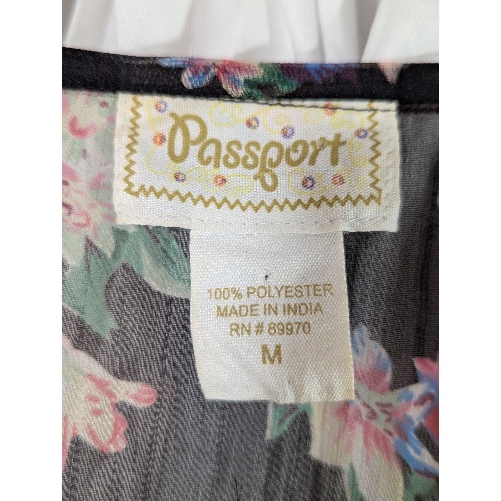 Passport Passport Y2K Sheer Floral Caftan Blouse M Black Whimsigoth Size M / US 6-8 / IT 42-44 - 2 Thumbnail