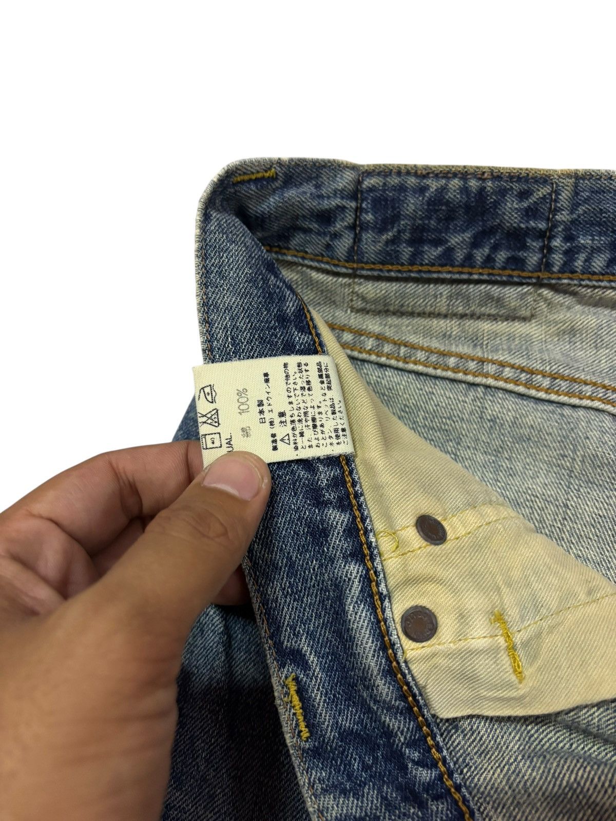 Edwin Vtg Edwin Japan 505x Selvedge Distressed Jeans Size US 30 / EU 46 - 13 Thumbnail