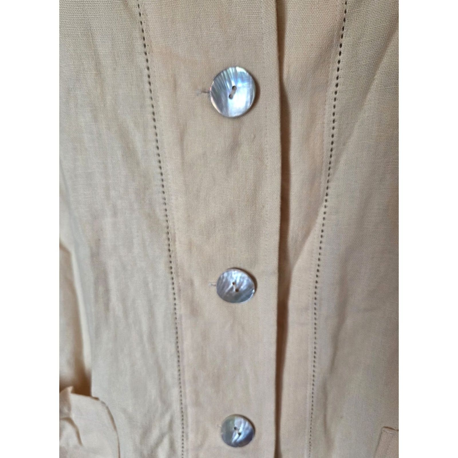 Talbots VINTAGE 90s Talbots Petites Beige Linen Blend Button Up Shirt Top PL Womens Size L / US 10 / IT 46 - 3 Thumbnail