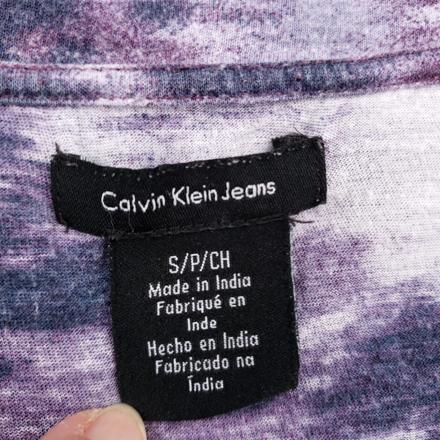 Calvin Klein Calvin Klein Collection T-Shirt Womens S Purple Tie Dye Smocked Roll Tab Sleeves V-Neck Short Sleeve Shirt Womens Medium? Size S / US 4 / IT 40 - 3 Thumbnail