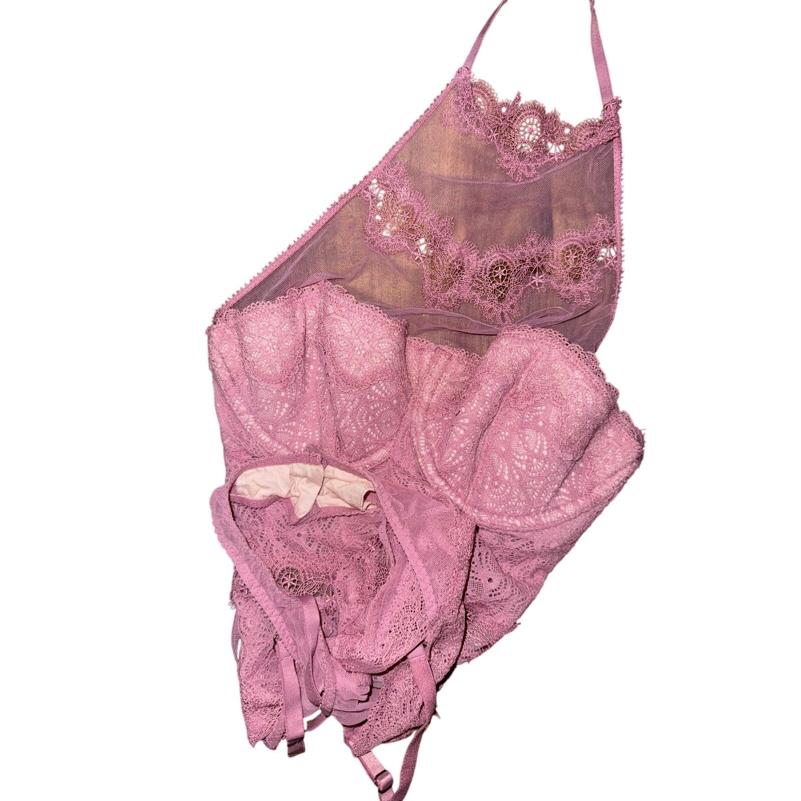 Victoria's Secret Victoria's Secret Dream Angels Lilac Pink Lace Teddy 32B Size ONE SIZE - 5 Thumbnail