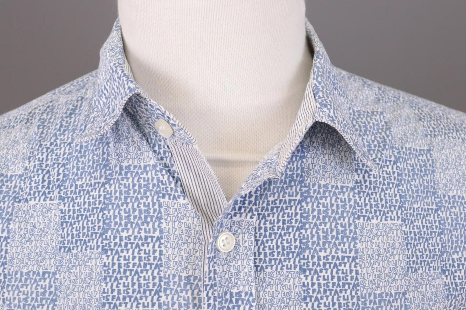 Desigual Desigual Blue Printed Long Sleeve Dress Shirt Size M Size US M / EU 48-50 / 2 - 4 Thumbnail