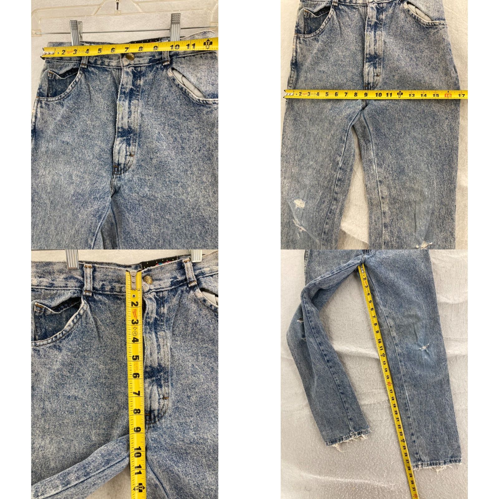 Vintage 90s Vintage Slim Mens 16 Stone Wash Distressed Jeans 25X28 Size 38" / US 16 / IT 52 - 2 Thumbnail