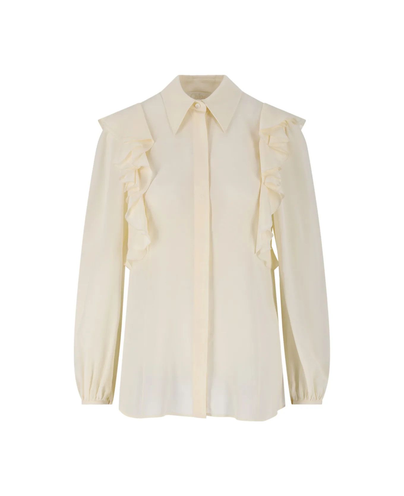 Chloe o1loc1c0625 Ruffled Shirt in Coconut Milk Size S / US 4 / IT 40 - 1 Thumbnail