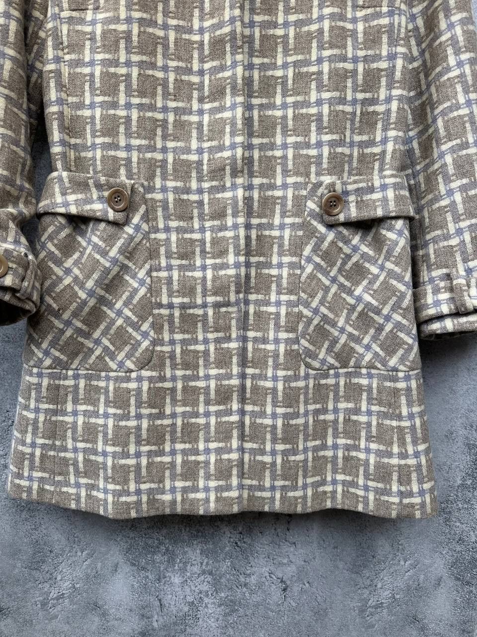 Reiss Reiss Coat 100% Wool Beige & White Geometric Lined Size S / US 4 / IT 40 - 8 Thumbnail