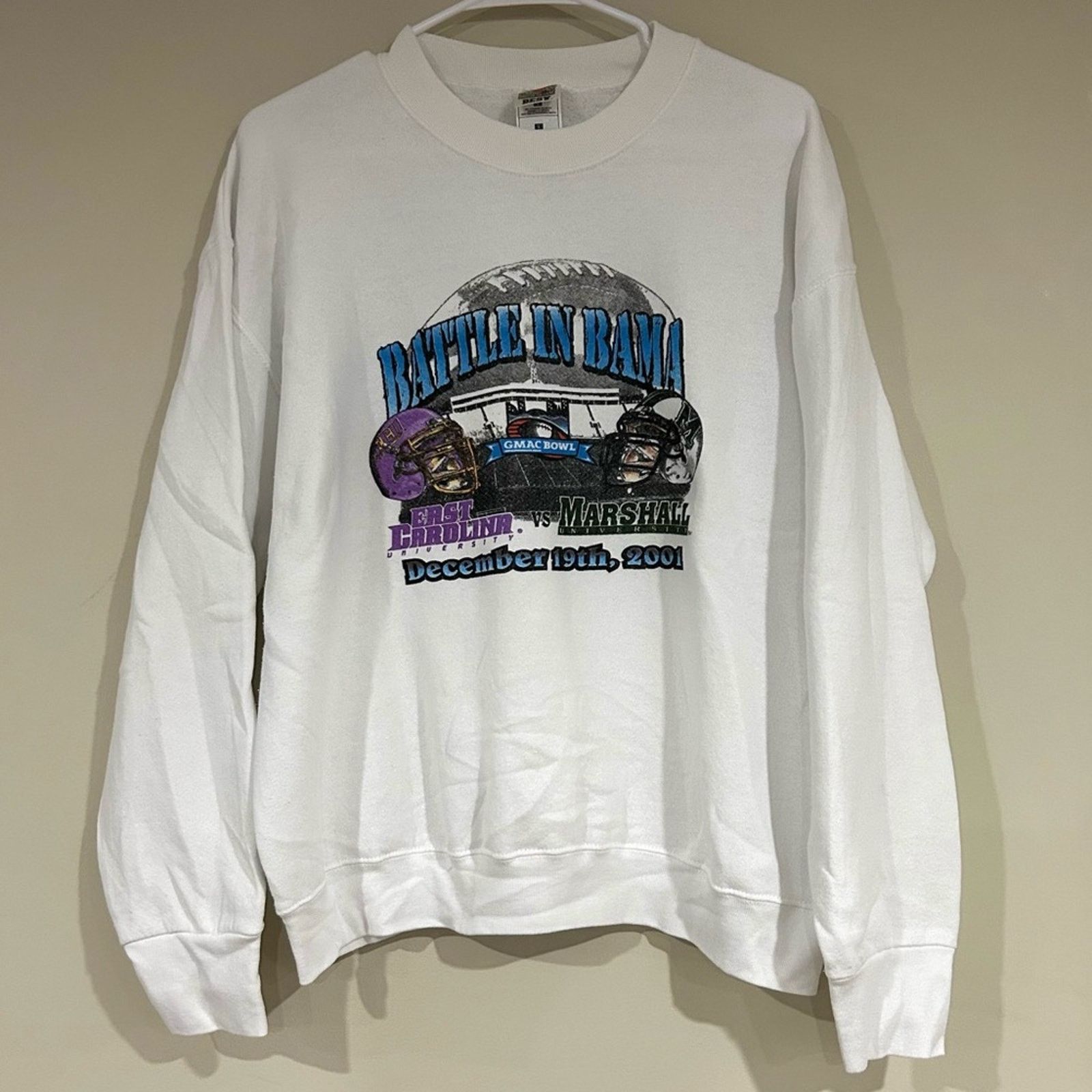 Fruit Of The Loom Vintage 2001 East Carolina Vs Marshall Football Shirt Size US L / EU 52-54 / 3 - 1 Thumbnail