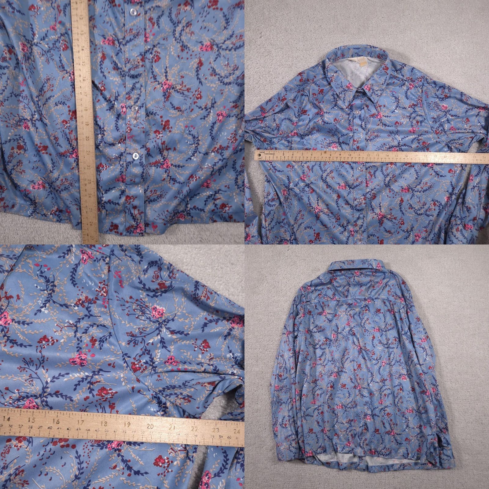 Vintage Vintage Montgomery Ward Floral Shirt Womens XL Blue Button-Down Blouse 90s Size XL / US 12-14 / IT 48-50 - 8 Thumbnail