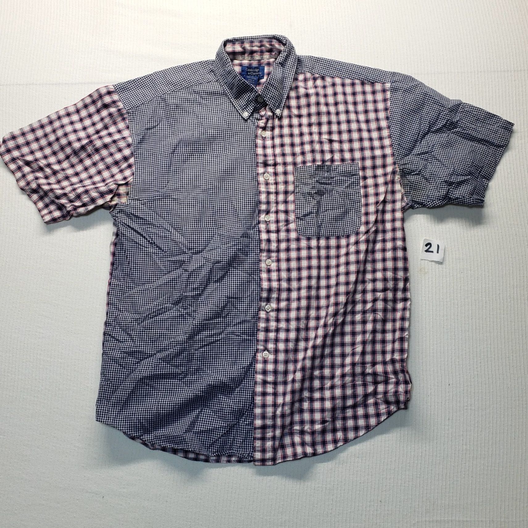 Vintage Cambridge Classics Shirt Men L Gray Red White Plaid Button-Up Short Sleeve Casual Workwear Spreading Classic Mens Size US L / EU 52-54 / 3 - 2 Thumbnail