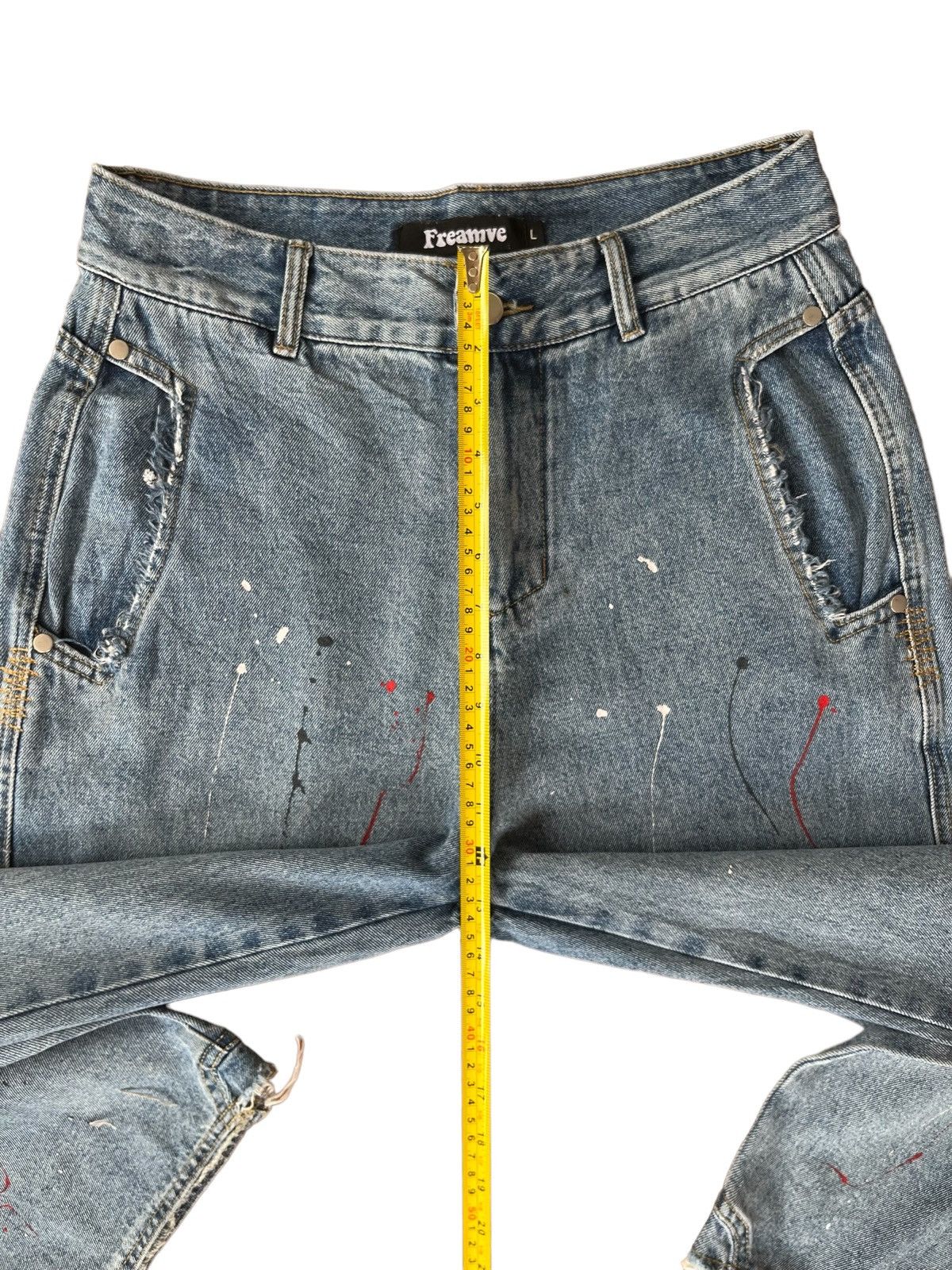 Japanese Brand Vintage Japanese Brand Paint Splatter Distressed Baggy Jeans Size US 30 / EU 46 - 13 Thumbnail