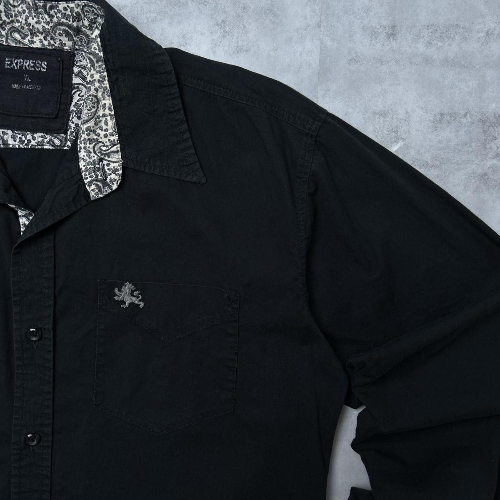 Express Y2K Express 00s Black button up shirt Size US XL / EU 56 / 4 - 2 Thumbnail