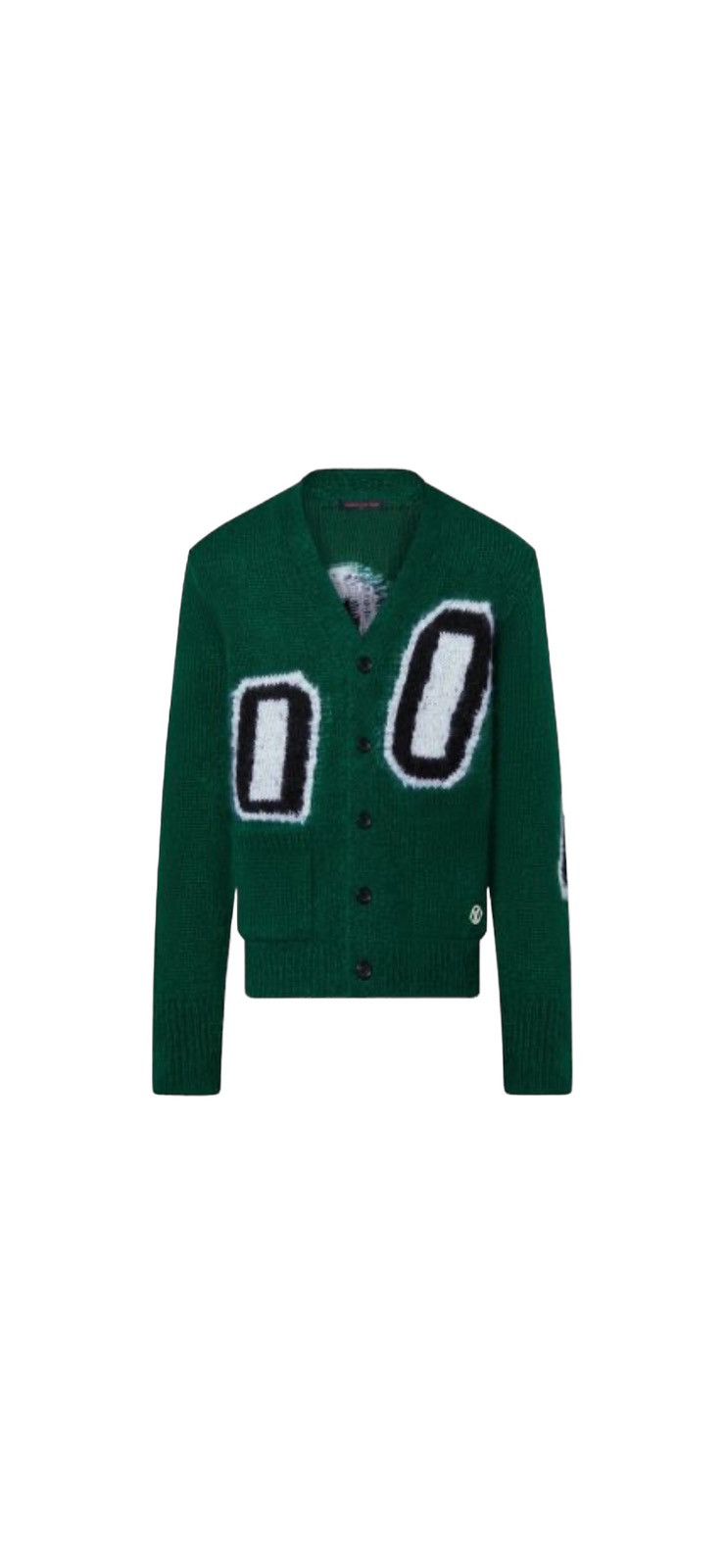 Image of Louis Vuitton Graphic Mohair Long Cardigan in Green, Men's (Size Small)