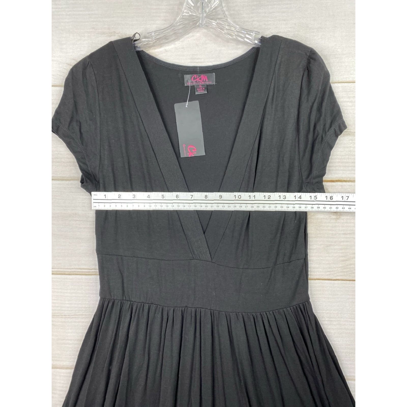 Vintage VINTAGE Caroline Morgan CKM Dress XL Black Deep V Neck Knit Cruise Beach Swing ALine NWT Size XL / US 12-14 / IT 48-50 - 4 Thumbnail