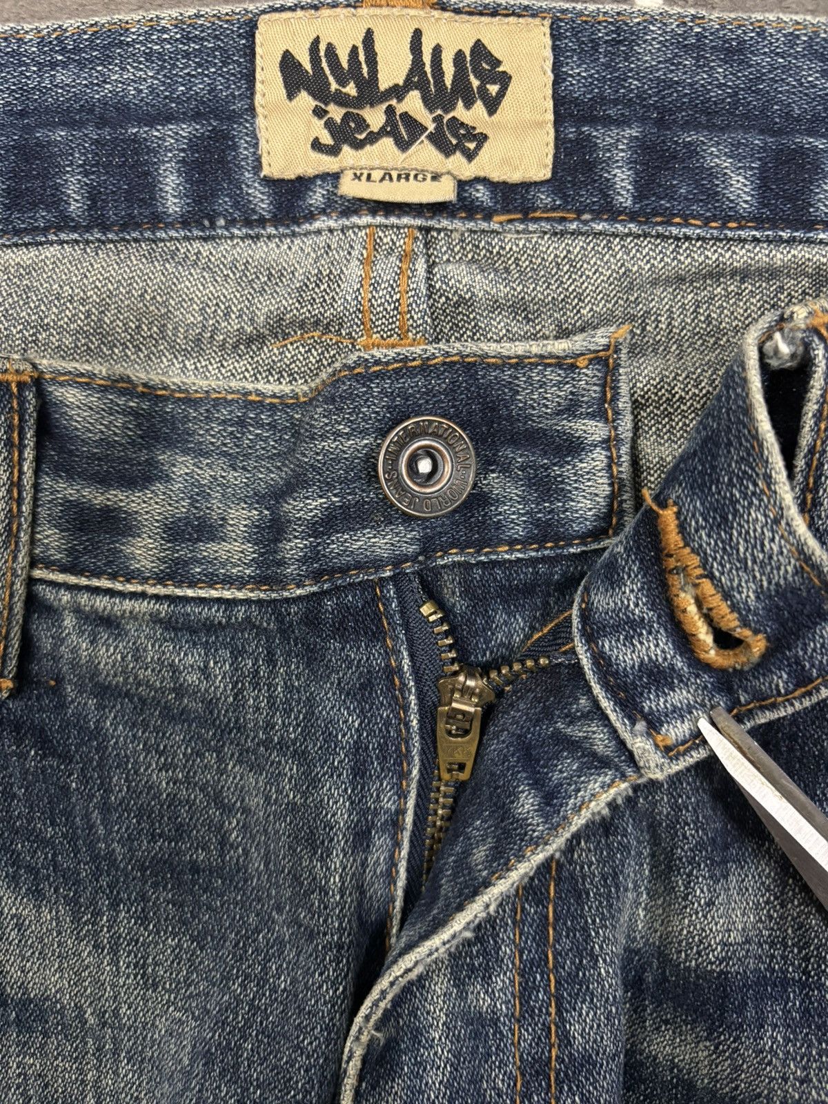 Kapital Vintage Nylaus Mud Wash Clawmark Distressed Zig Zag Jeans Size US 33 - 18 Thumbnail