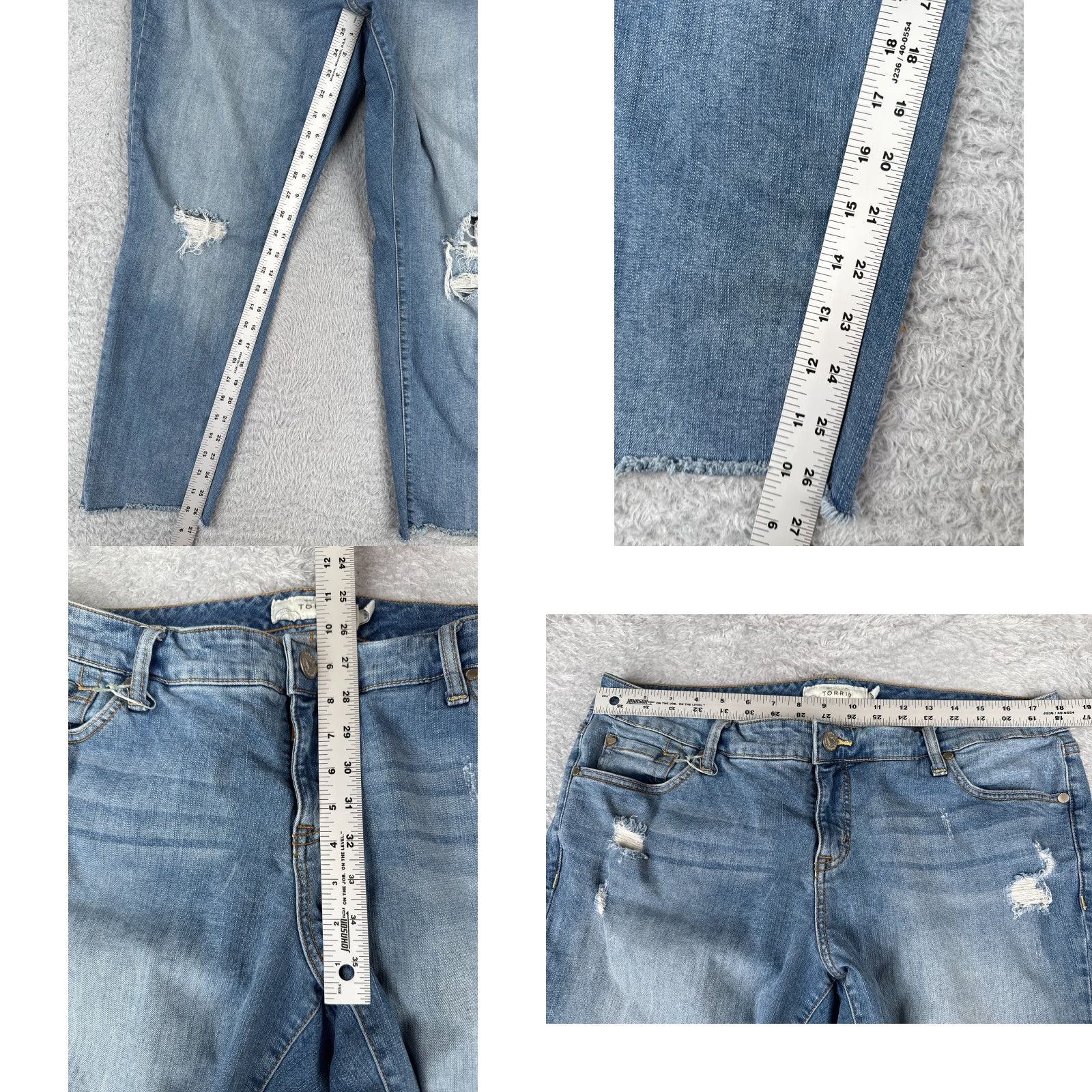 Torrid Torrid Jeans Women 16 Blue Denim Crop Straight Leg Distressed Cotton Blend 36x27 Jeans Adult Regular Blue Distressed 90s? Size 38" / US 16 / IT 52 - 8 Thumbnail