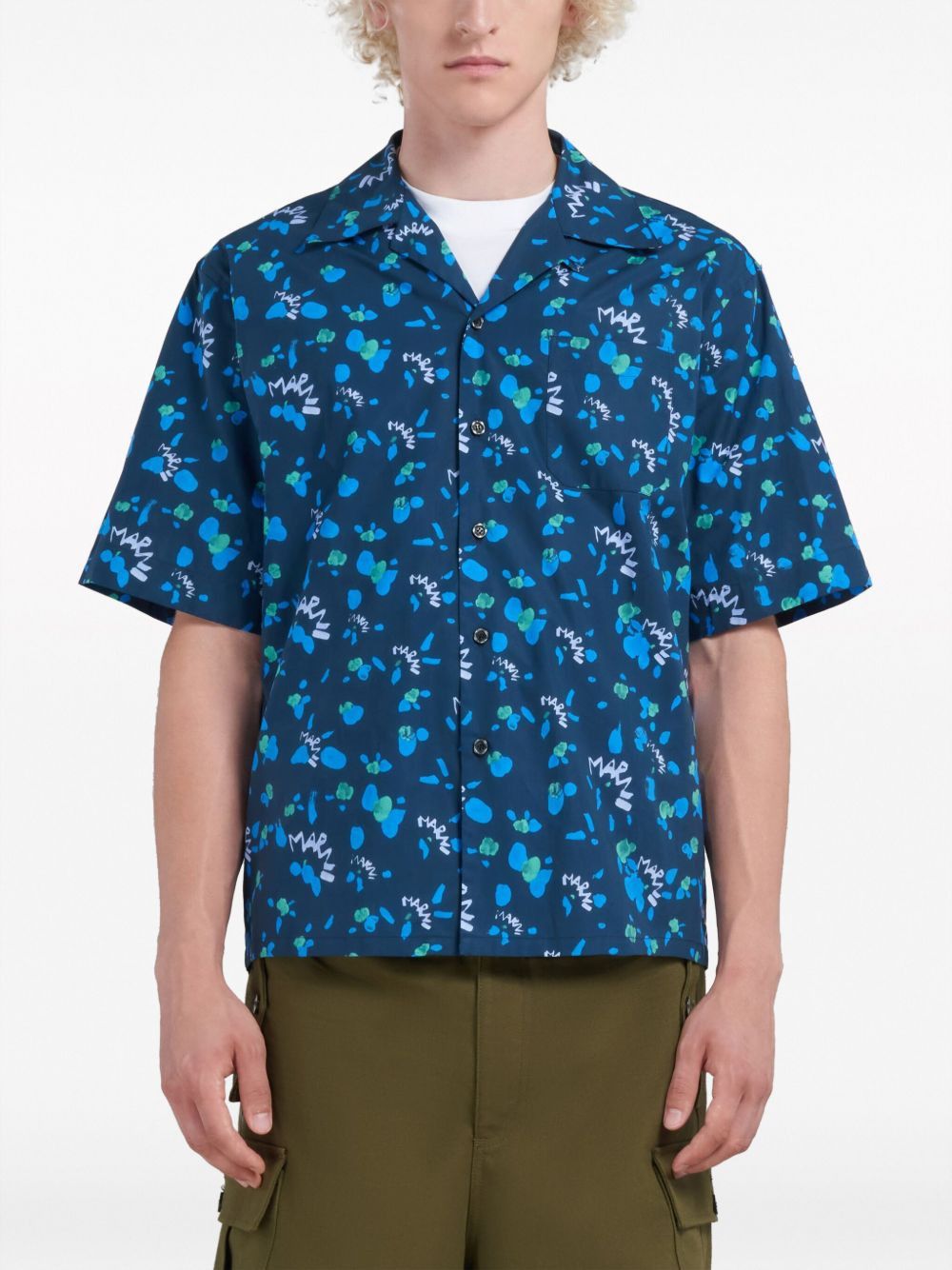 Marni o1w1db10125 Graphic-Print Cotton Shirt in Multicolor Size US S / EU 44-46 / 1 - 3 Thumbnail