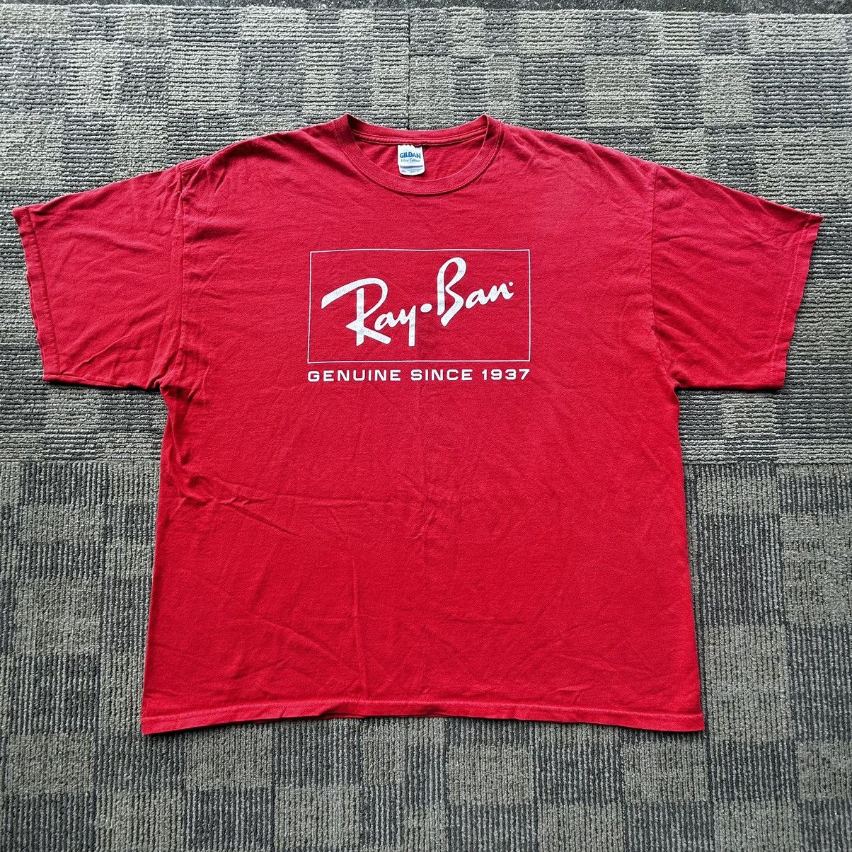 RayBan Ray-Ban Sunglasses Vtg Y2K Red Spell-Out T-shirt Size US XXL / EU 58 / 5 - 1 Thumbnail