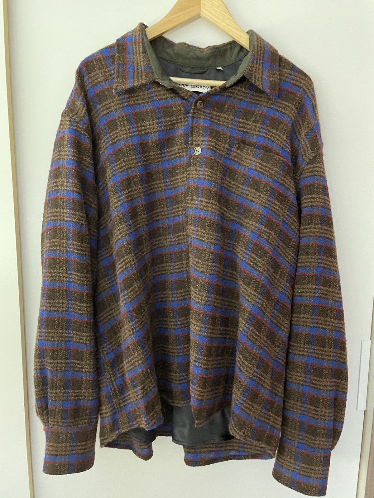 image of Our Legacy Brown Wool Flannel Shirt, Men's (Size 2XL)