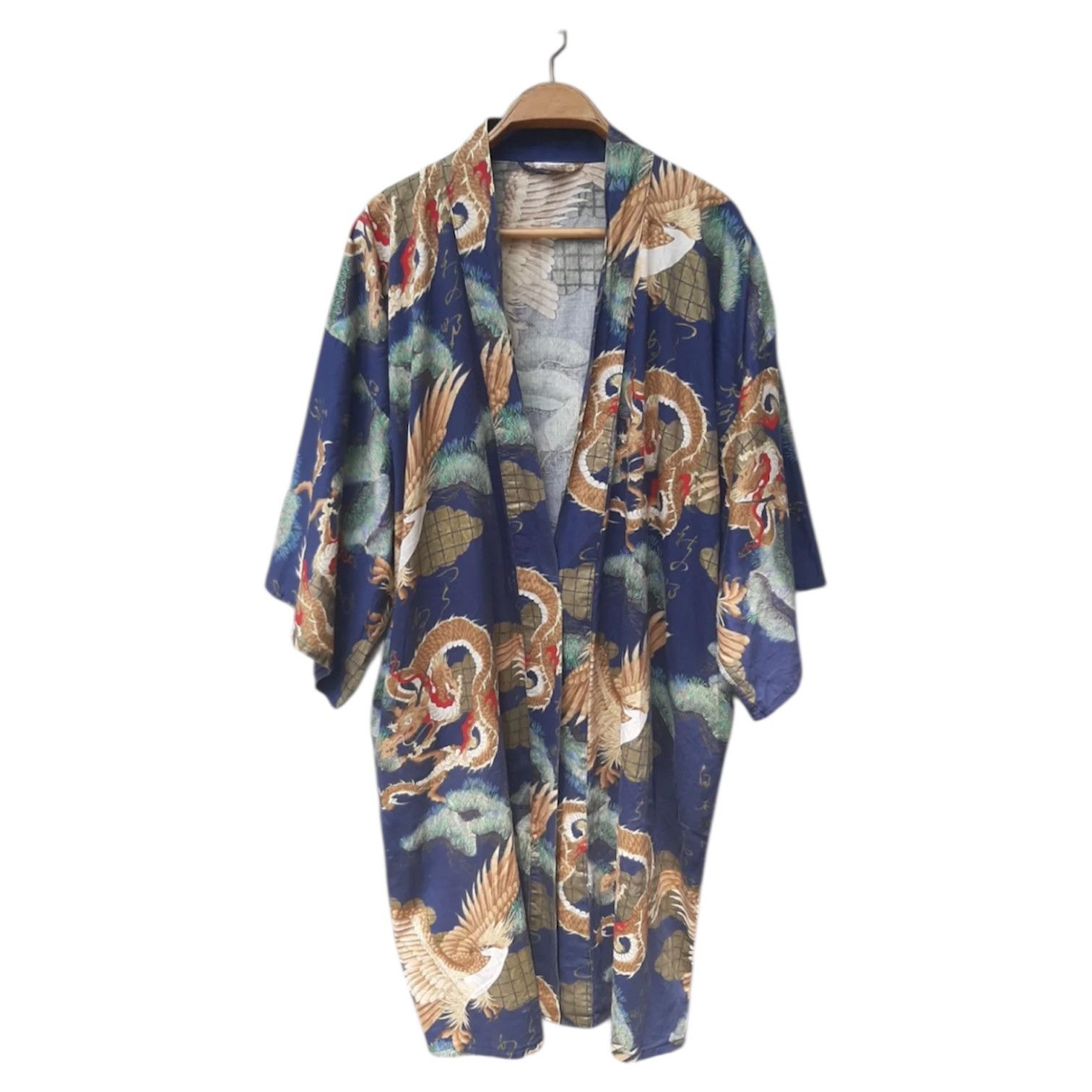 Japanese Brand 2000s Sakurai Shoji Kimono Dragon Eagle Sateen Robe Cotton Size US XL / EU 56 / 4 - 1 Thumbnail