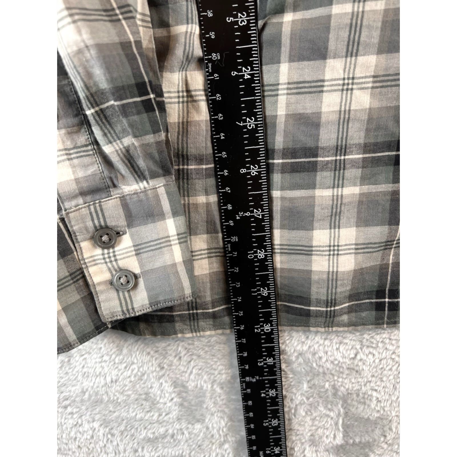 John Varvatos John Varvatos Plaid Shirt Mens 2XL Gray Black Button Front LS Casual Luxe Size US XXL / EU 58 / 5 - 3 Thumbnail